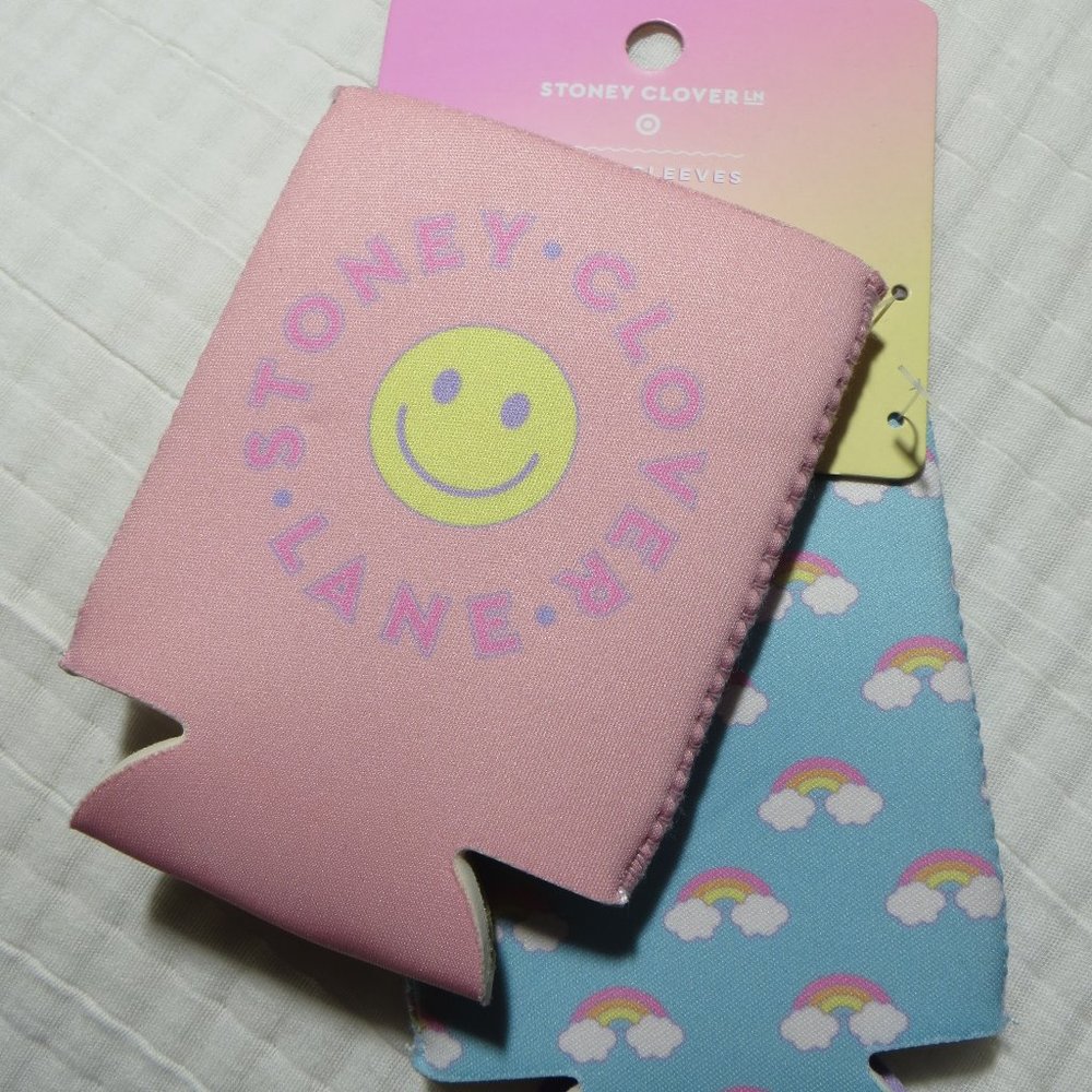 NEW Stoney Clover Lane 2 Count Drink Sleeve ~TARGET ~ PINK / Blue Rainbows